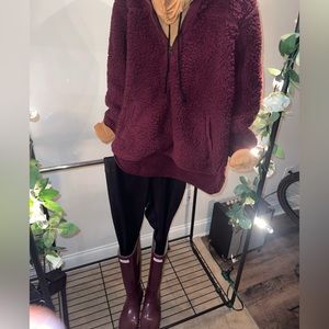 Purple high top hunter boots